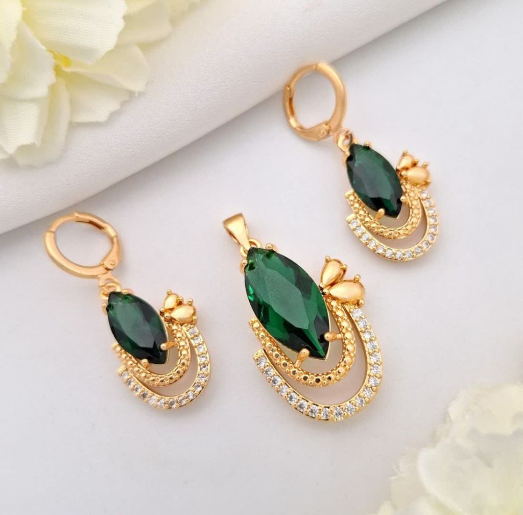 نیمست نگین سبز Fashion Jewelry بدون زنجیر کد 2665 - خرید آنلاین از گالری آداس